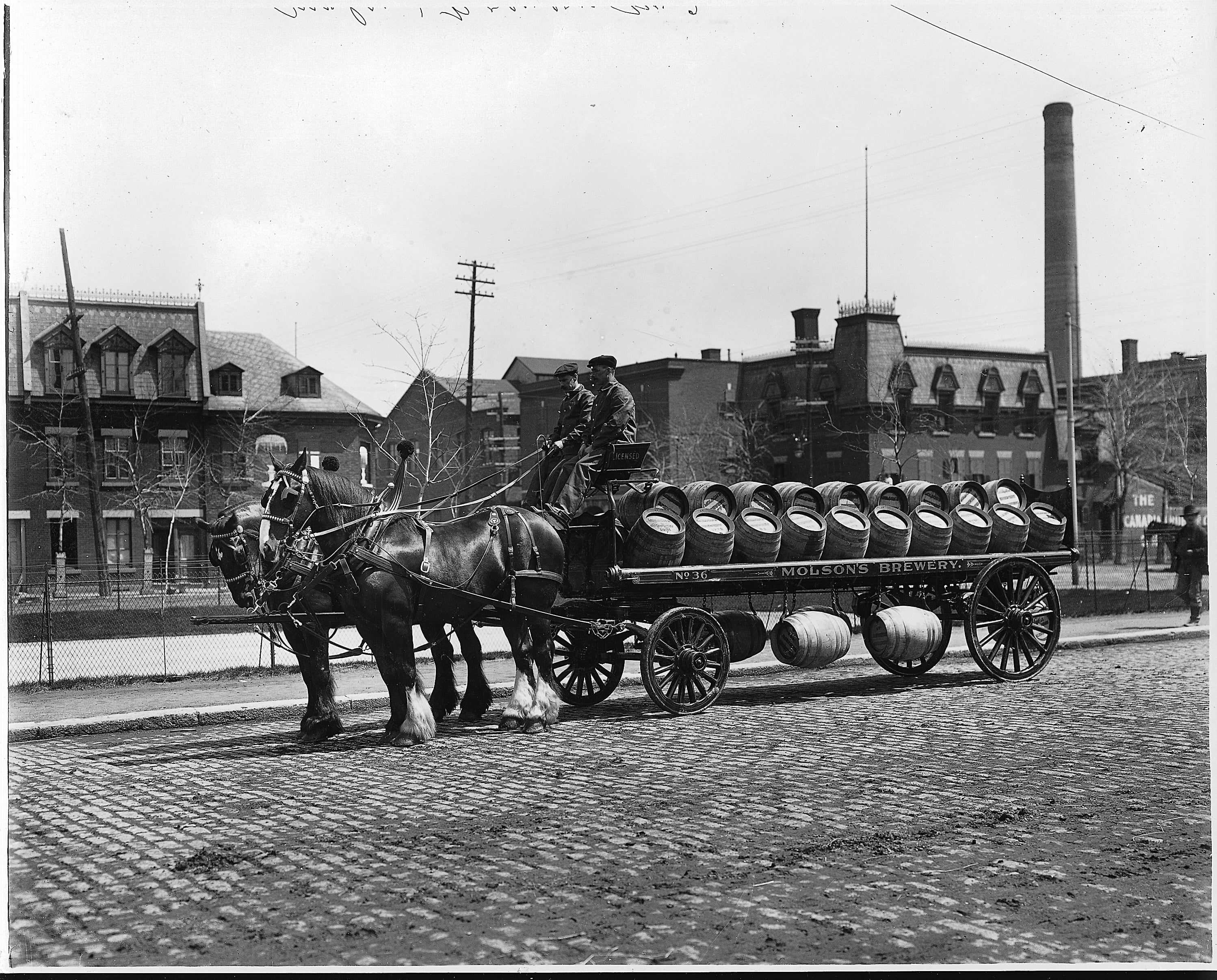 Molson Brewery beer delivery wagon in Montreal, circa 1908